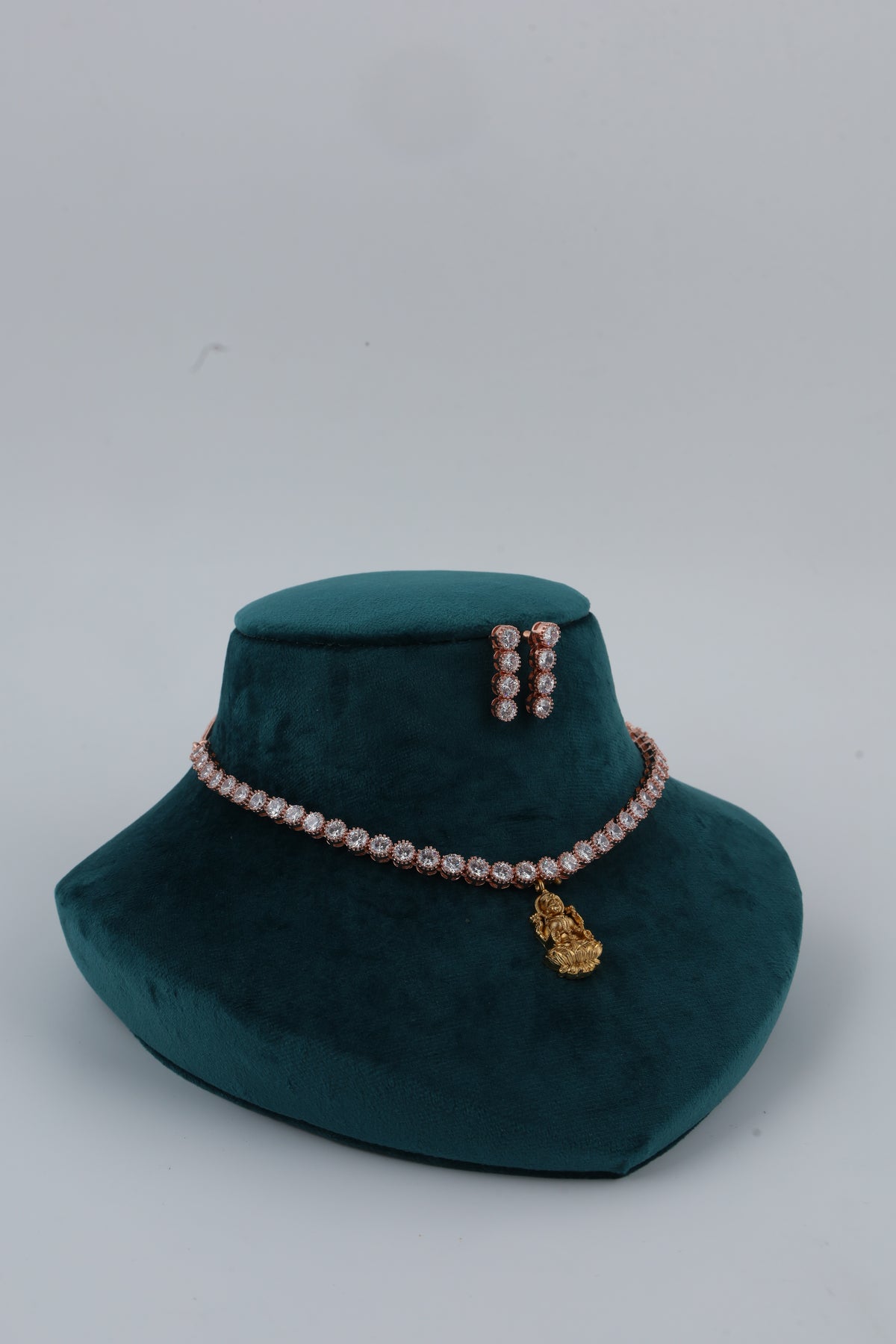 Rose Gold Tone Necklace and Earrings Set