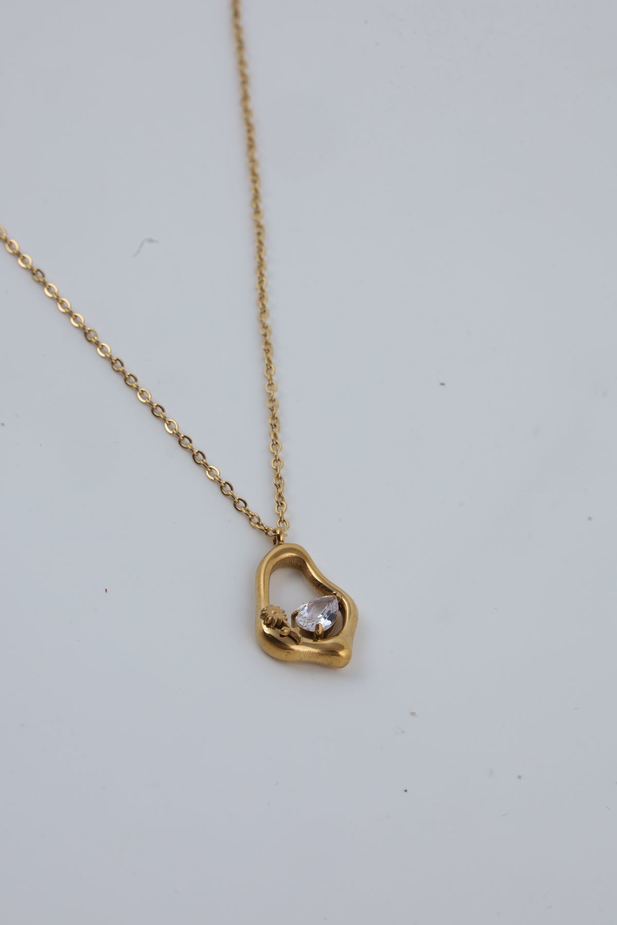 Teardrop Crystal Gold Tone Necklace
