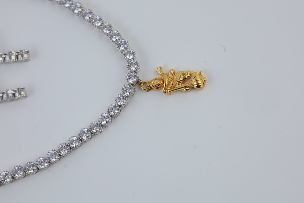 Silver Tone Crystal Necklace and Earrings Set