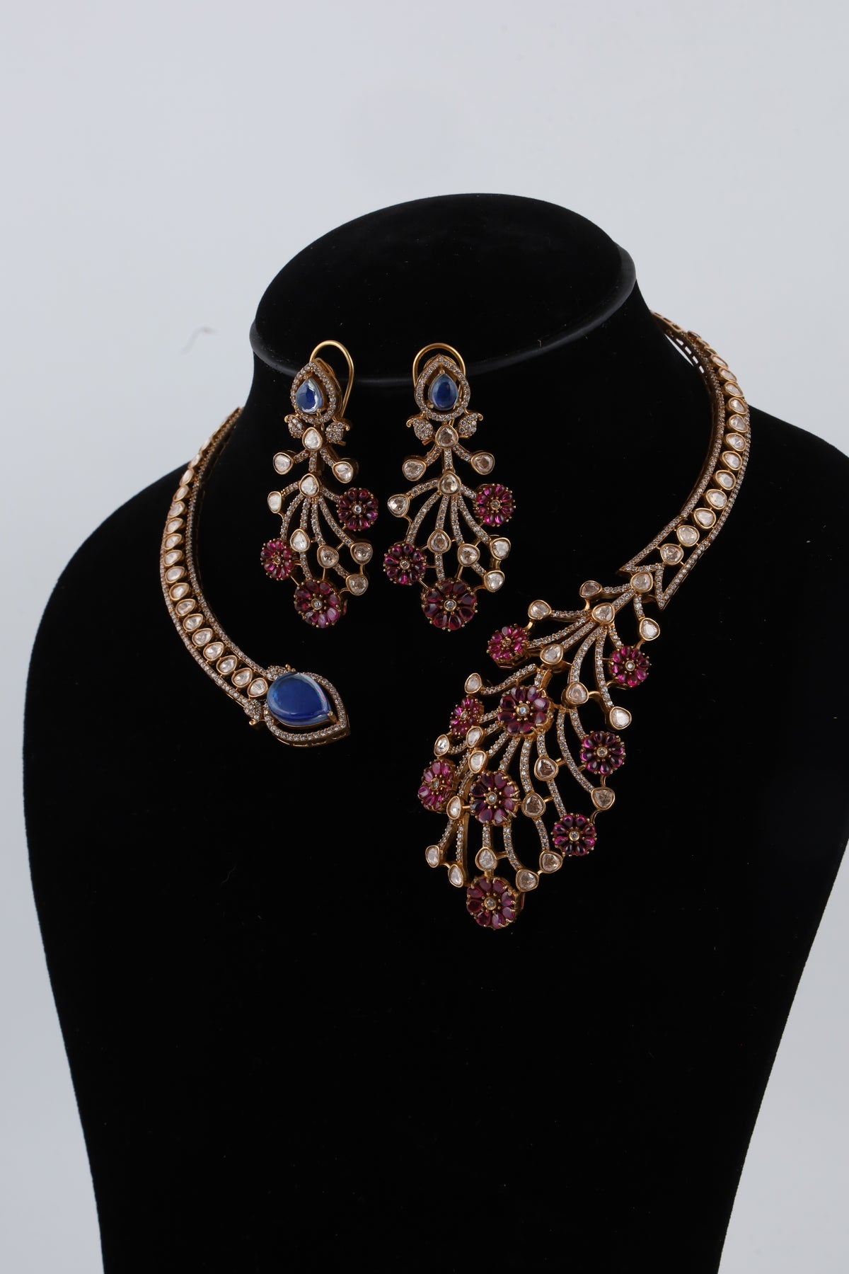 Multicolour Statement Necklace with Matching Earrings