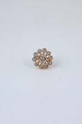 Gold Tone Floral Cluster Statement Ring