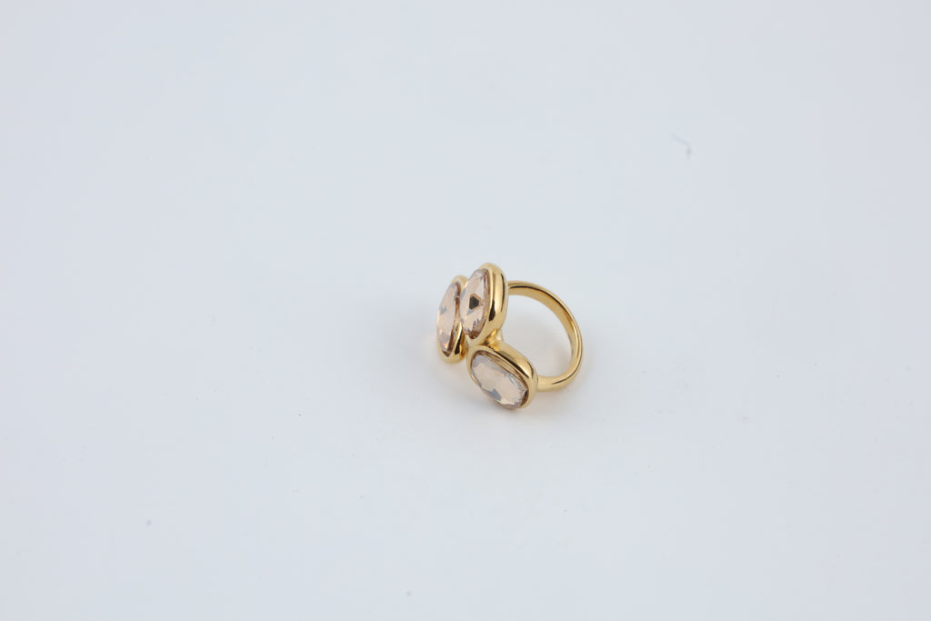Gold Tone Triple Stone Statement Ring