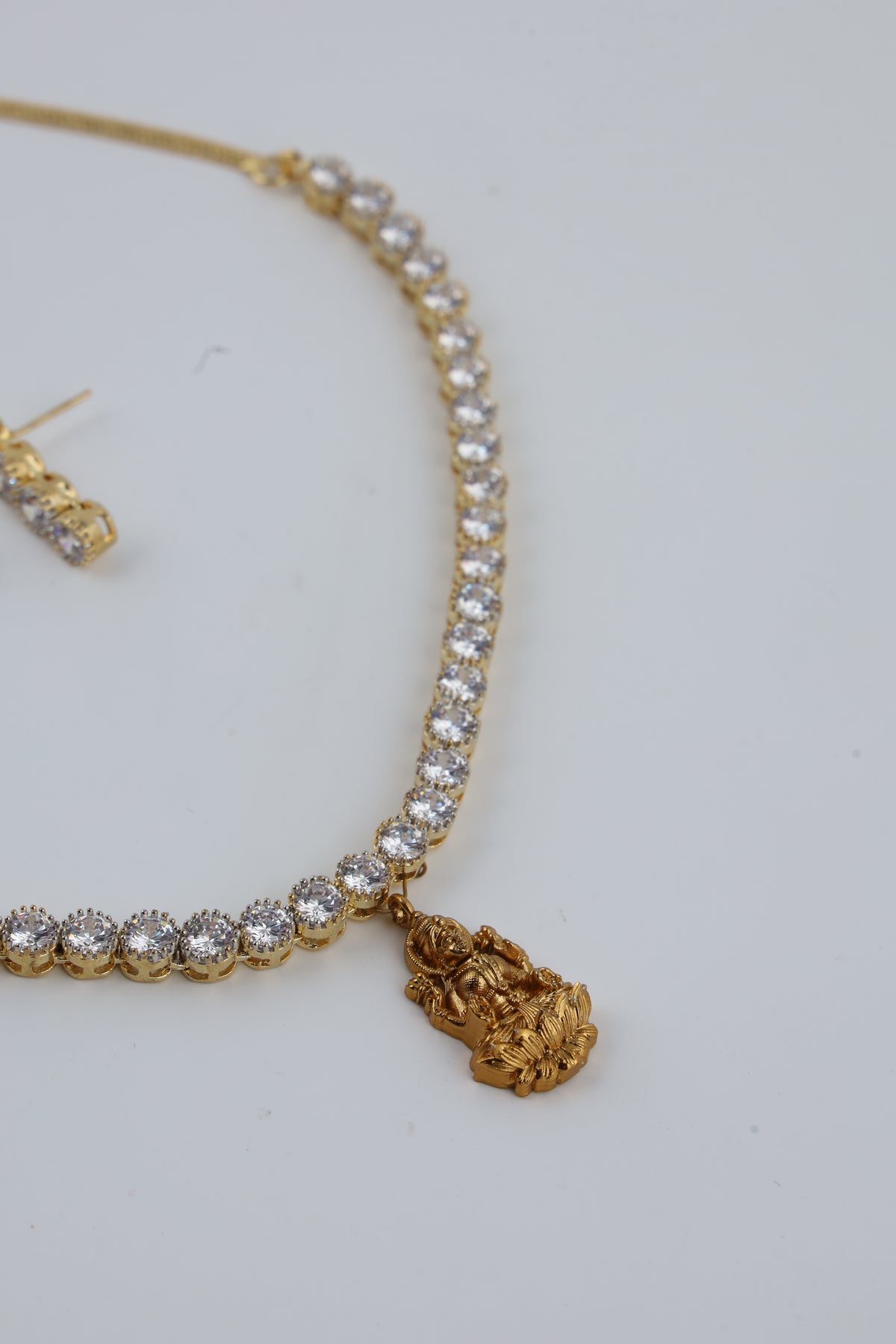 Silver Tone Crystal Necklace and Earrings Set