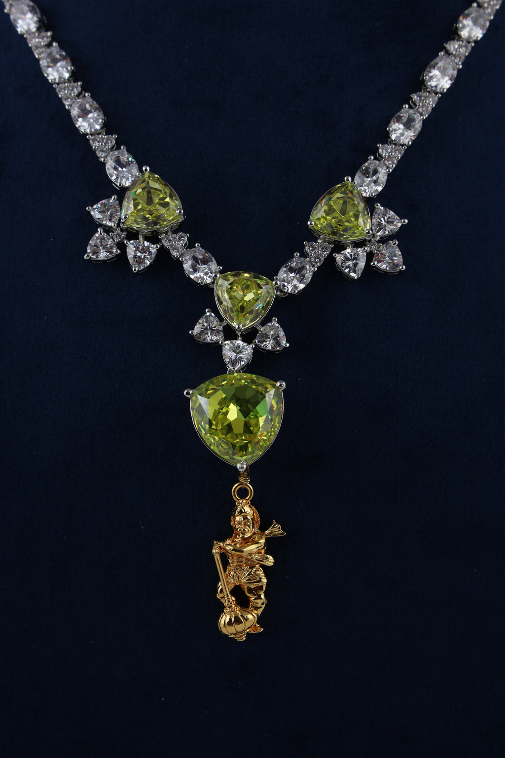 Green Crystal Necklace Set with Matching Earrings