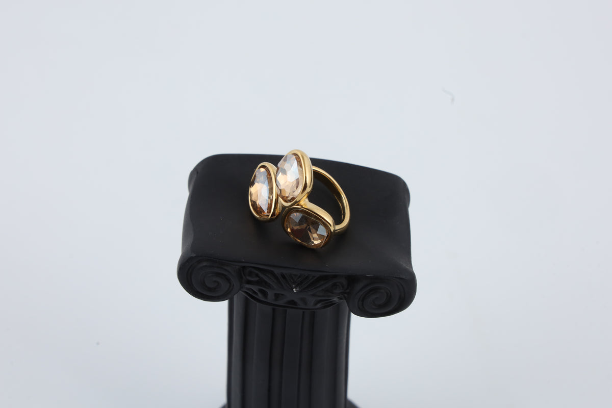 Gold Tone Triple Stone Statement Ring