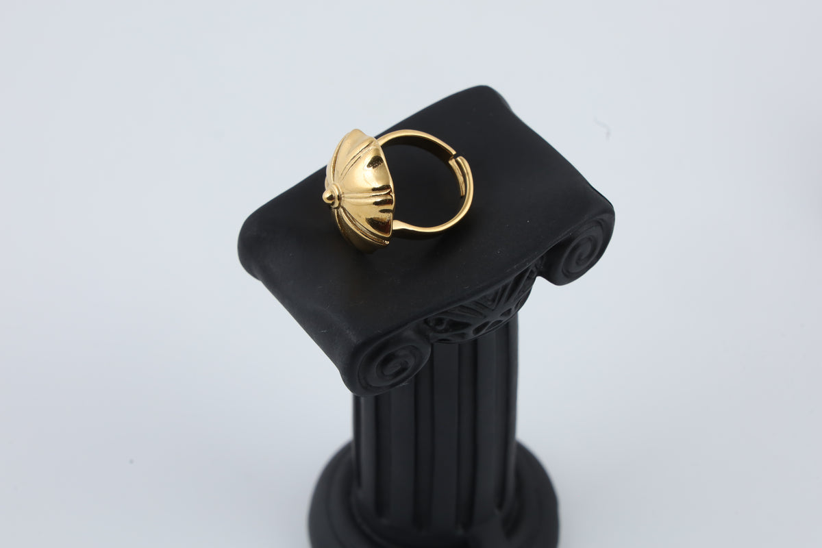 Gold Tone Sculpted Floral Ring