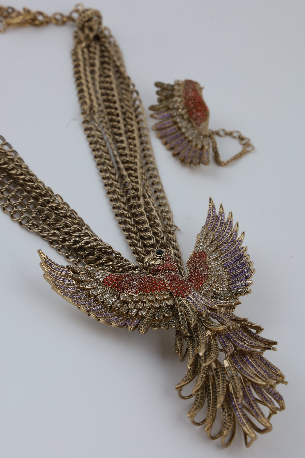 Bird Motif Necklace Set with Matching Earrings