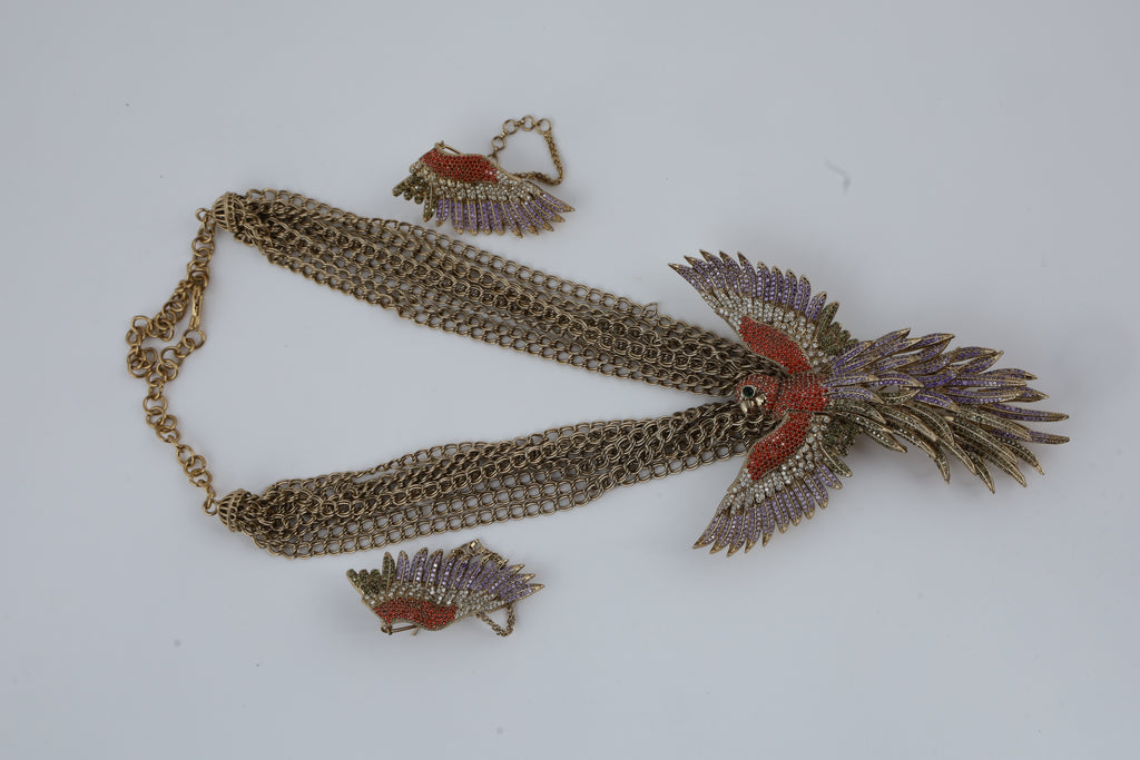 Bird Motif Necklace Set with Matching Earrings