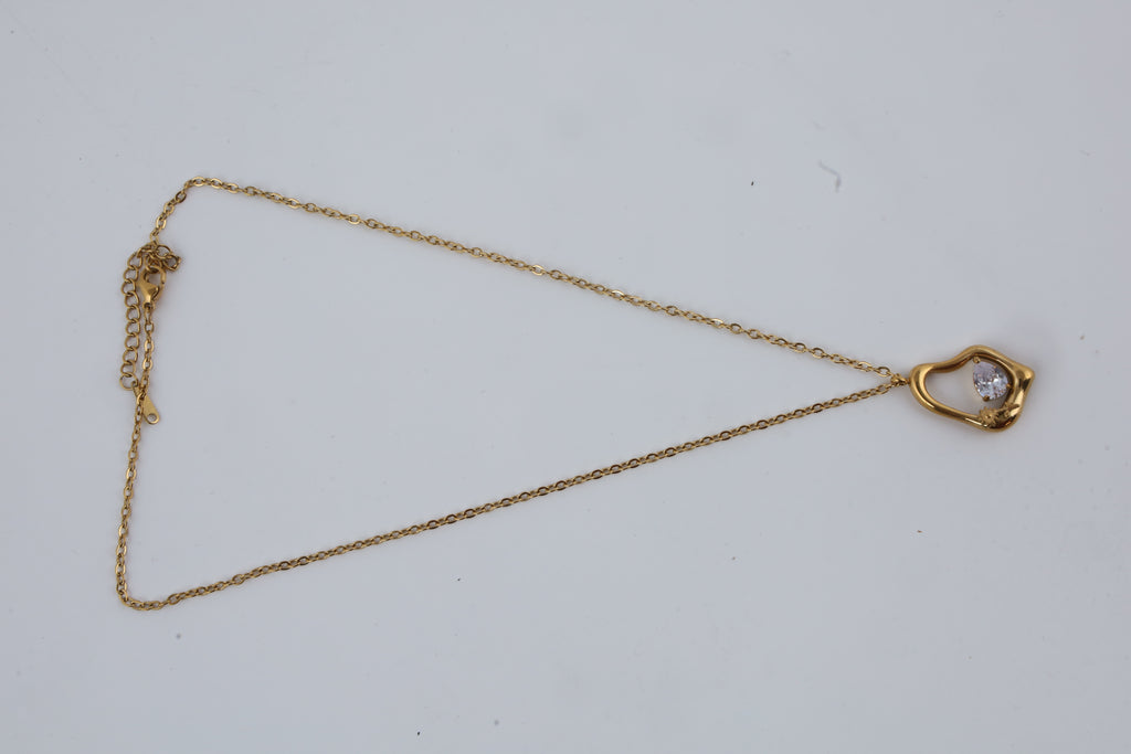 Teardrop Crystal Gold Tone Necklace