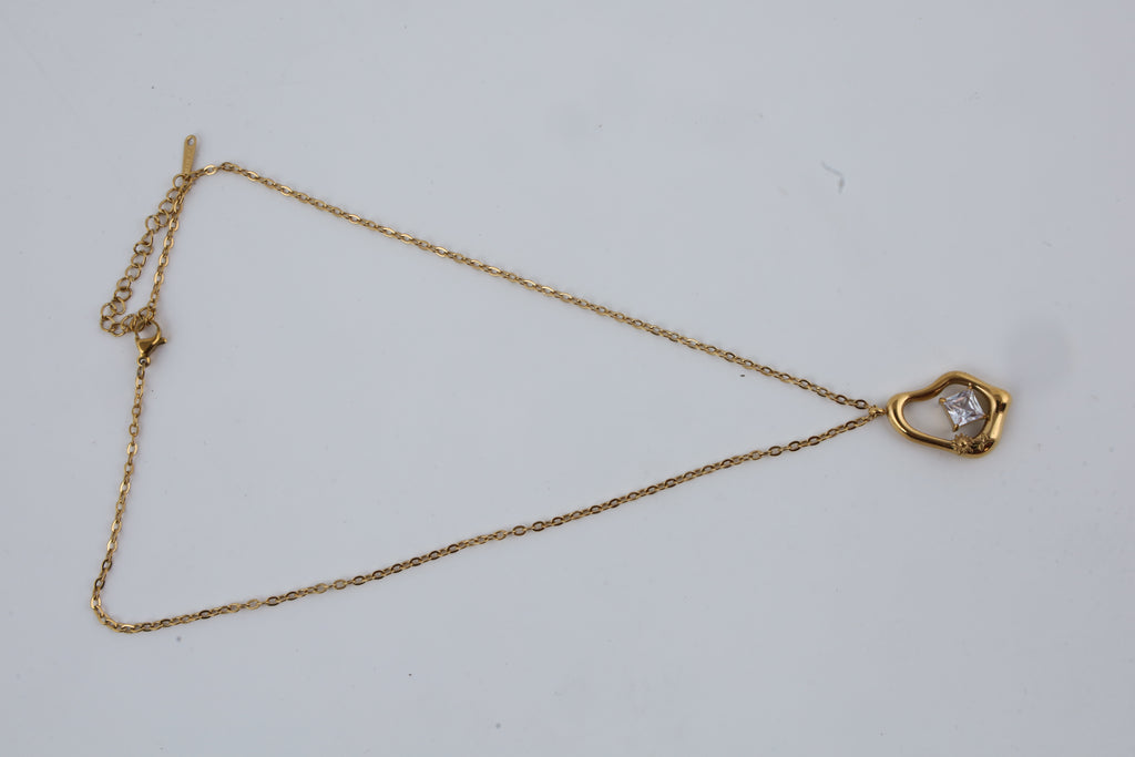 Geometric Gold Tone Pendant Necklace