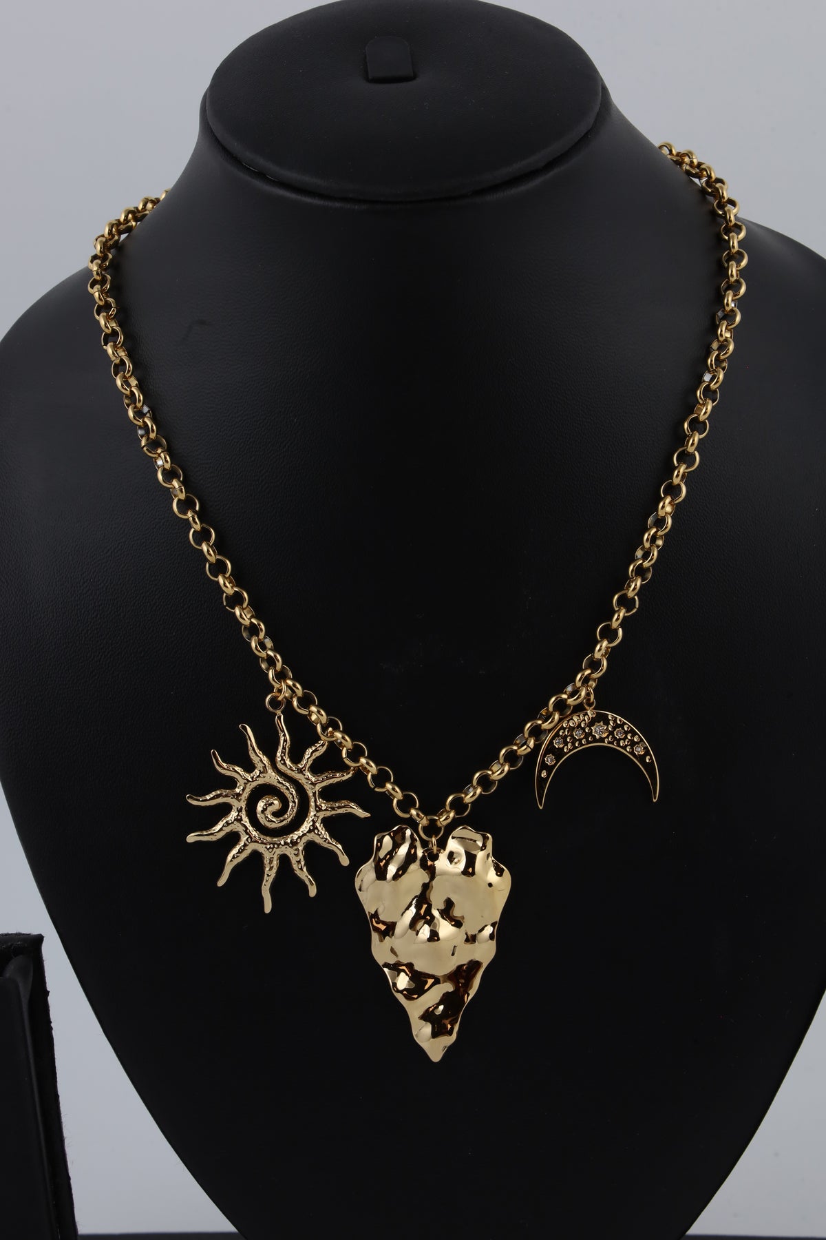 Sun and Moon Gold Tone Statement Necklace