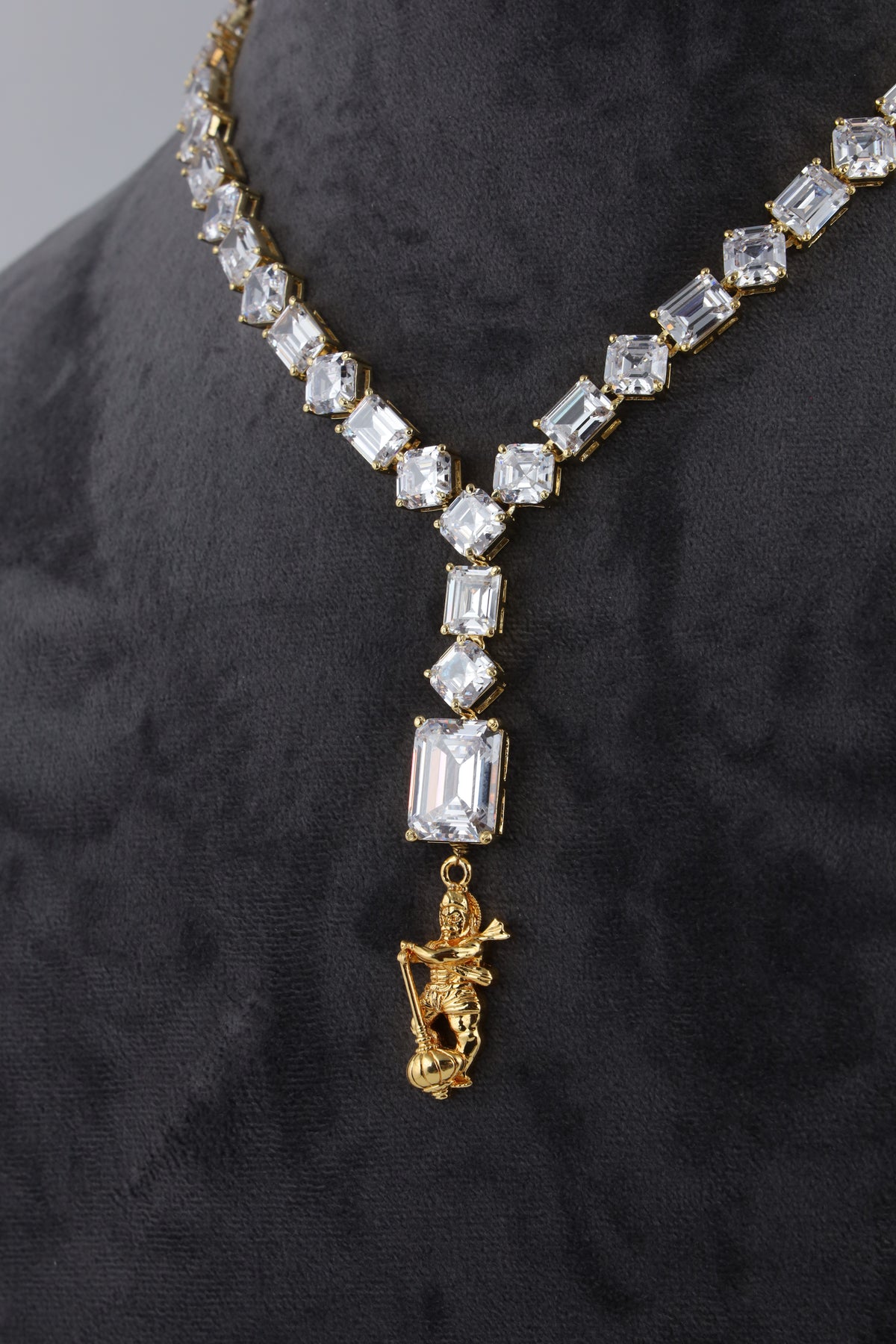 Geometric Crystal Necklace with Matching Earrings