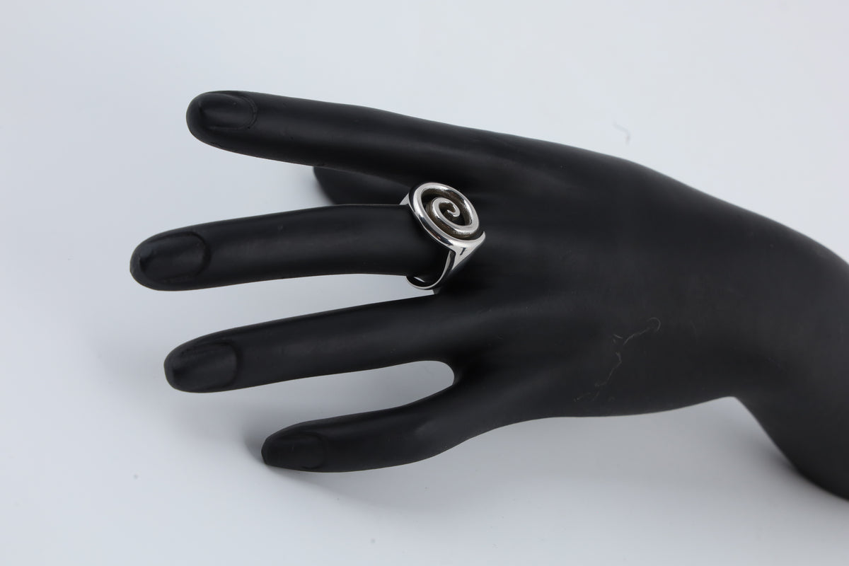 Silver Tone Spiral Design Ring