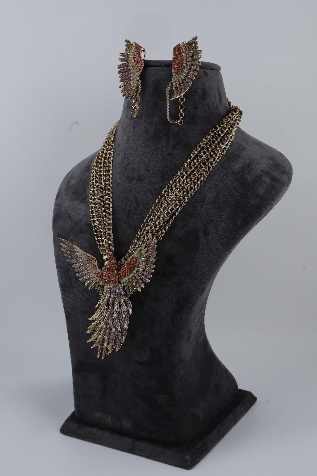 Bird Motif Necklace Set with Matching Earrings