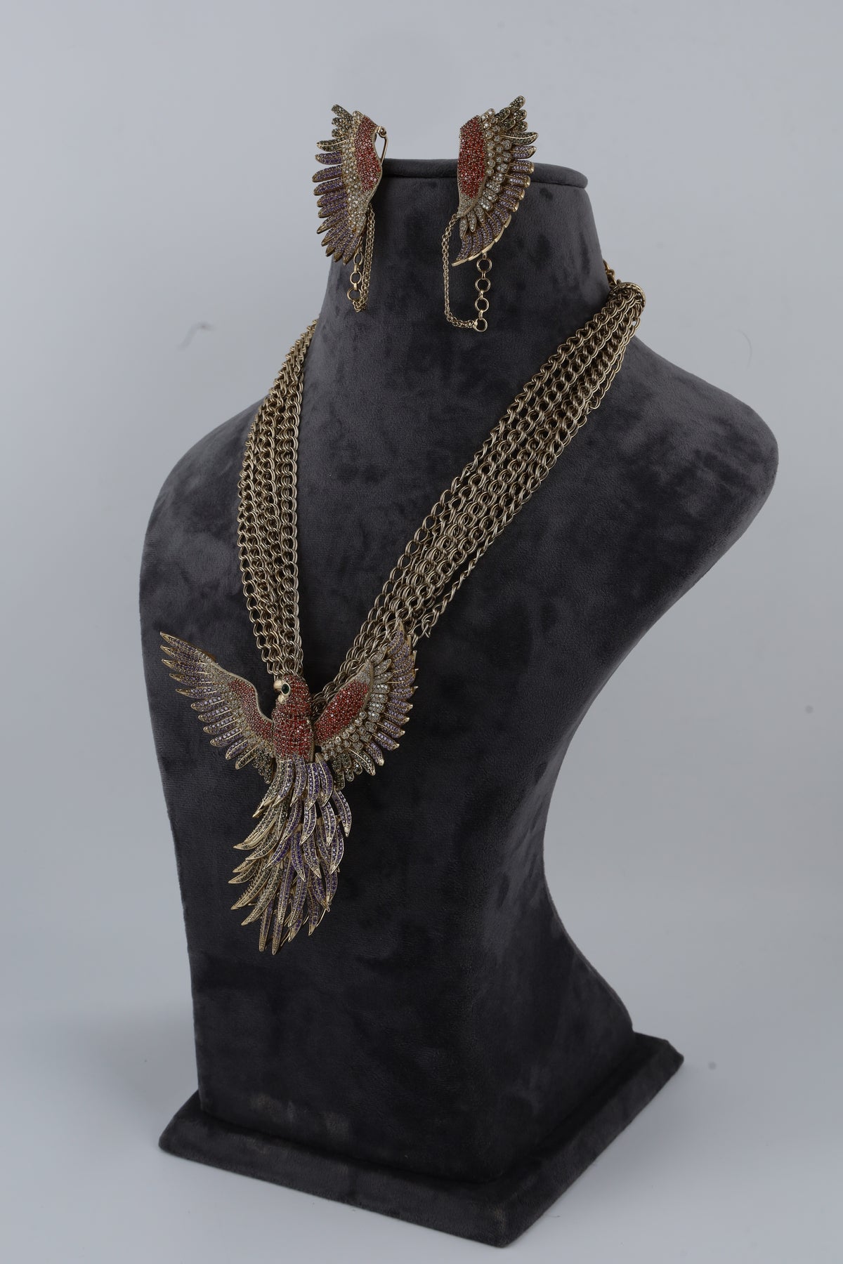 Bird Motif Necklace Set with Matching Earrings