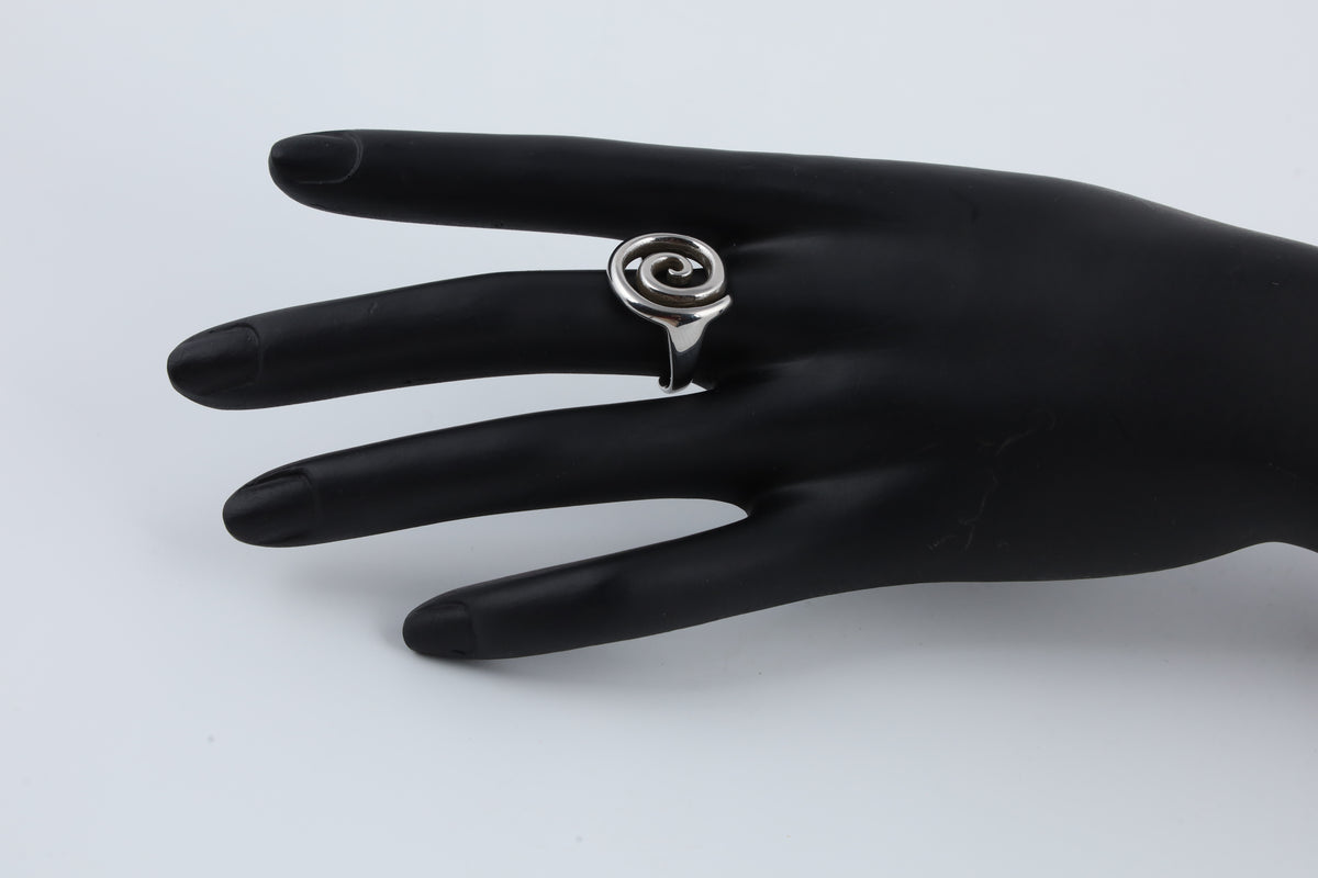 Silver Tone Spiral Design Ring